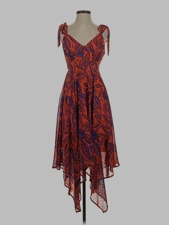 Alexis Dresses & Skirts - NWT Alexis + Target Tropical Leaf Print Red Chiffon Dress Sz XS Vibrant red